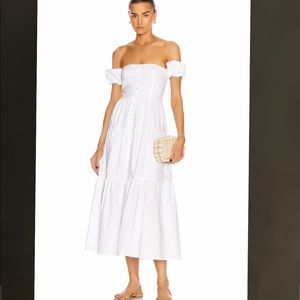 Staud Elio Dress White sz 0 off the shoulder poplin